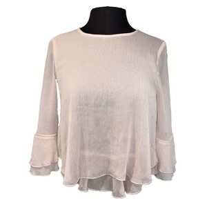 Divided from H&M Romantic Blouse Junior Size 2 Pink Layered‎ Sheer Bell Sleeve